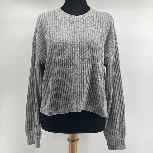 Aritzia Wilfred Free grey ribbed long sleeve thick material relaxed fit sz small - Picture 1 of 5